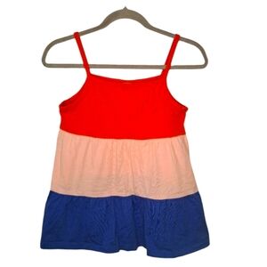 Hanna Andersson Tiered Colorblock Spaghetti Strap Tank Top Size 10